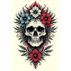 Flower Skull Tattoo Style