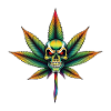Rainbow Skull Cannabis Leaf