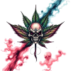 Skull mit farbigem Cannabisblatt