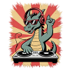 Dragon DJ with headphone beat