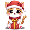 Cute cat Christmas with present