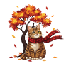 Cat Leaves Fall Thanksgiving Cozy Vibes