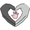 Hands shape heart – family love