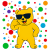 Sunny Bear with Sunglasses and Confetti