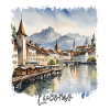 Aquarelle Lucerne, j’adore Lucerne