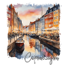 Aquarelle de Copenhague, Copenhague Danemark
