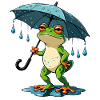 Rain frog with umbrella
