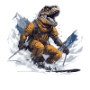 Dinosaur T Rex Ski Skiing