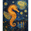 Seepferd Van Gogh Style Starry Night