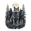 Loup à la pleine lune