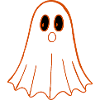 Ghost Cartoon Orange Outline