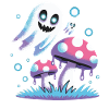 Neon style ghost mushrooms