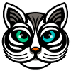 Whimsical Odd-Eyed Cat Cartoon Design