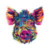 Colour explosion pig's head