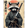 Raccoon Samurai in Kimono