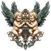 Twin Cherub Wings Ornate Heartcrest