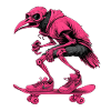 Neon Skater Skeleton Bird