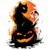 Chat effrayant noir citrouille Halloween Design