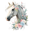 Pferd mit Blumenkranz Aquarell