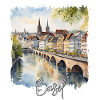 Basel Aquarell, Basel Schweiz