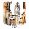Aquarelle de Pise, Pise Italie