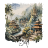 Aquarelle de Bali, Bali Indonésie