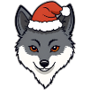 Christmas Wolf Cartoon Head with Hat