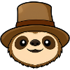 Hat-wearing sloth cartoon