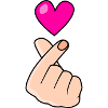 Finger heart love sign on black