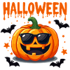 Halloween pumpkin with sunglasses