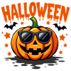Halloween pumpkin with sunglasses