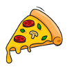 Kunterbunte Pizzascheibe Cartoon