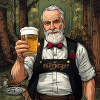 Bierjäger im Waldabend