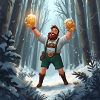 Bierheld im Winterwald