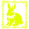 Neon yellow bunny in baroque frame