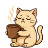 Sleepy Coffee Cat and Coffee Mug