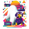 Retro Ghost Dog Funny Creepy