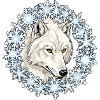 Winter wolf in a snowflake circle