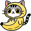 Kawaii Katze im bananengelben Kapuzenpullover