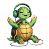 Music turtle with headphones
