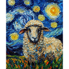 Sheep Van Gogh Style Starry Night