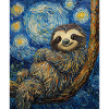 Sloth Van Gogh Style Starry Night