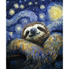 Sloth Van Gogh Style Starry Night