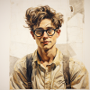 Lässig Lernender Portrait mit Brille