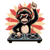 Affe DJ im Sonnenkreis
