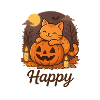 Halloween Brown Cat – Happy
