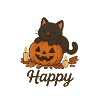 Halloween Black Cat – Happy