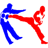 Combative silhouettes contrast