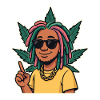 Rasta cartoon with dreadlocks and sunglasses