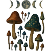 Moon phases and mushroom motifs